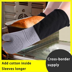 Guantes resistentes al calor de la cocina parrilla para hornear alimento de grado silicona anti-escaladera aislamiento de calor mitts de horno de silicona
