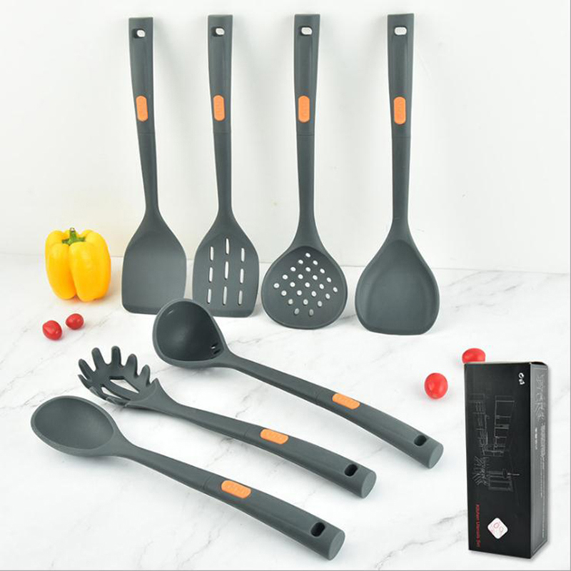 Nuevos accesorios de cocina resistentes al calor antiadherentes 7 piezas de silicona cocina utensilios de cocina conjunto